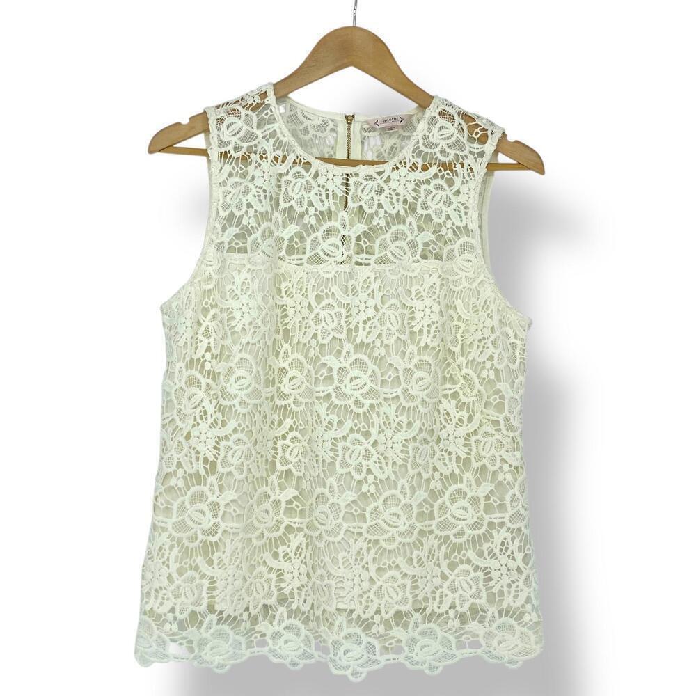 Nanette Lepore Elegant Lace Sleeveless Top - Size M